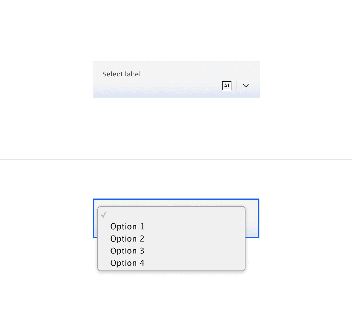 Enabled state of fluid select with AI presence