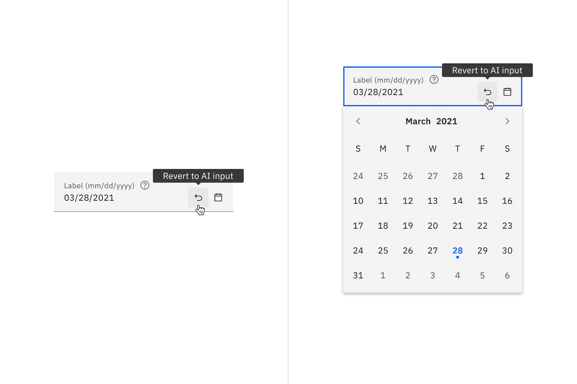 Enabled state of fluid date picker with AI presence