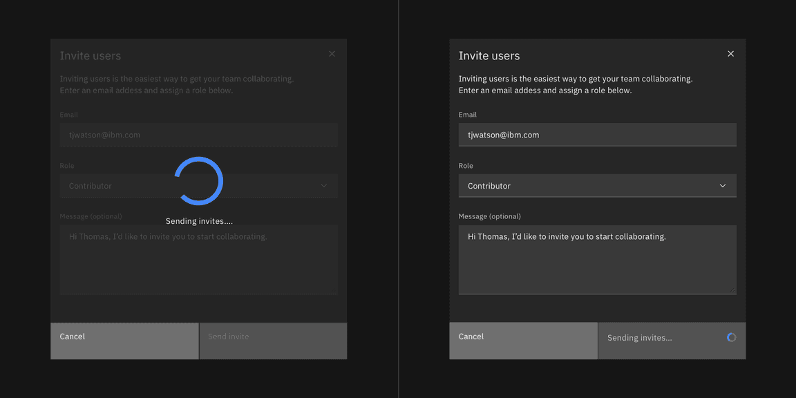 Modal loading options Modal loading options